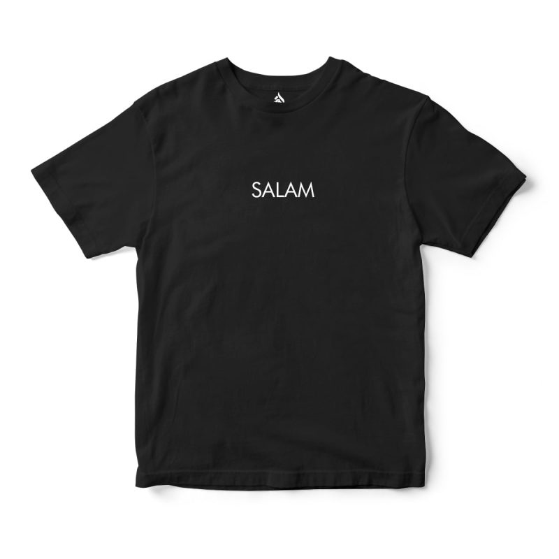 Salam T-Shirt with bold English lettering — Islamic peace reminder minimalist tee