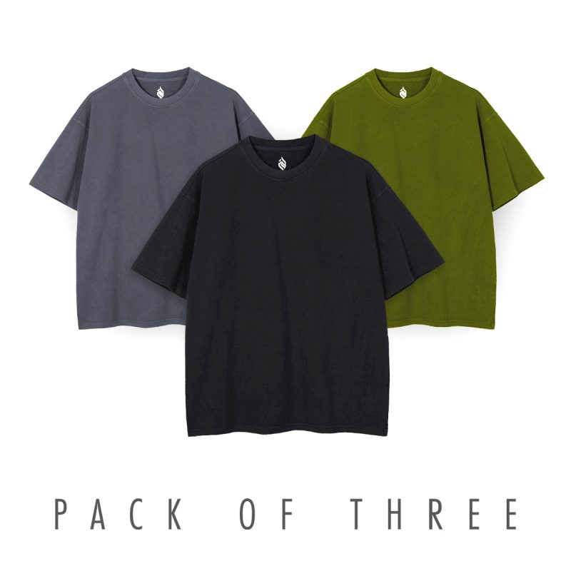 Pack of 3 Plain Oversized Drop Shoulder Shirts
