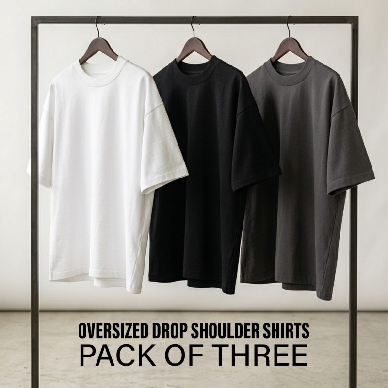 pack of three drop shoulder shirt for casual and formal wear