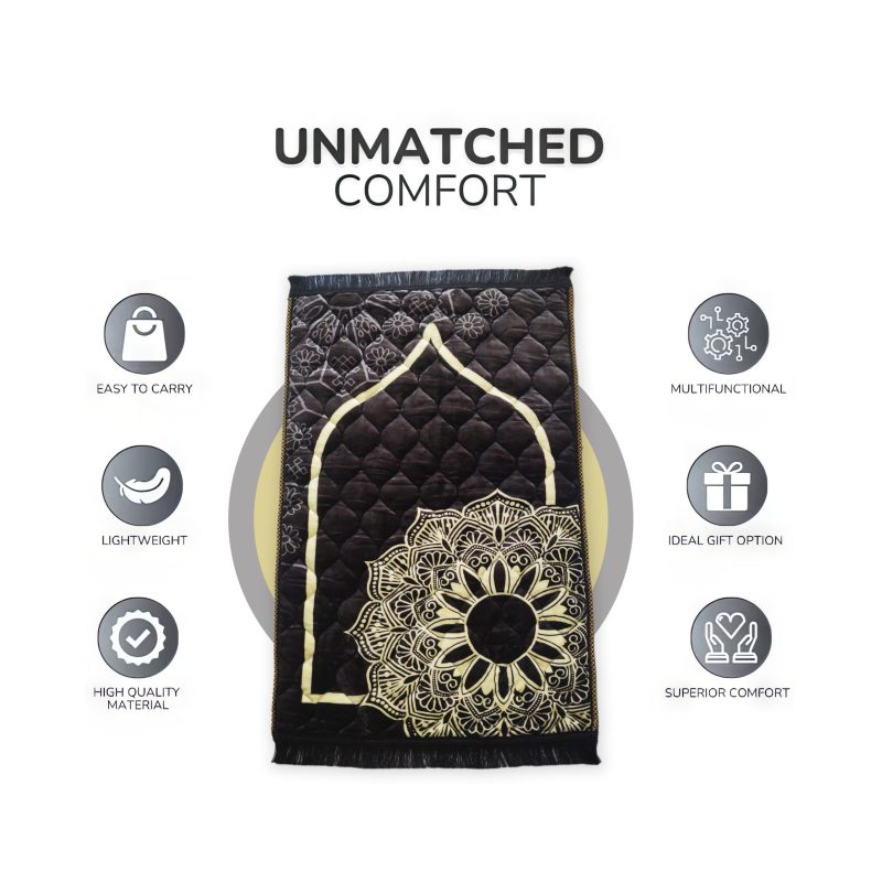 Handmade Prayer Rug/Mat - Floral Black V.2