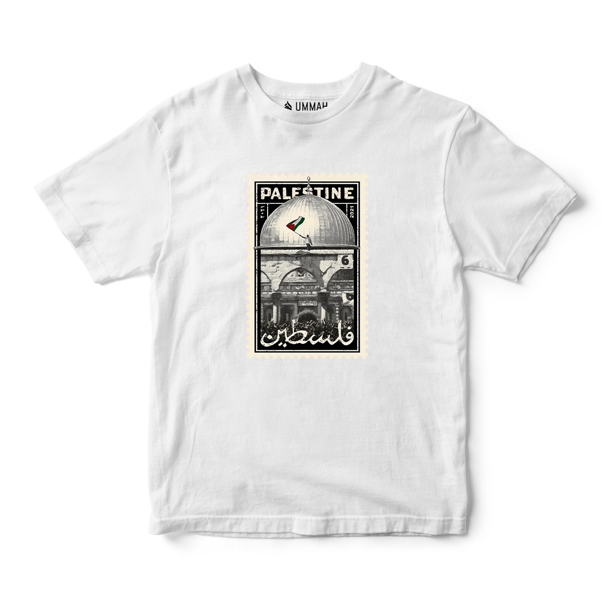 Palestine Arabic Stamp Short Sleeves T-Shirt