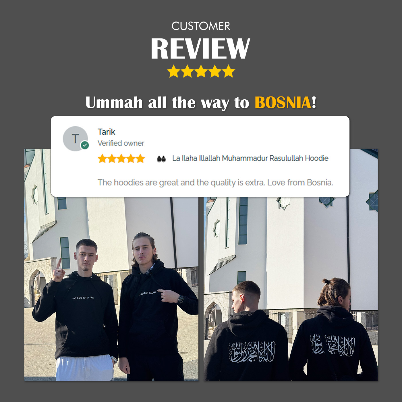 Islamic T-Shirt and Hoodie review, black shahada hoodie