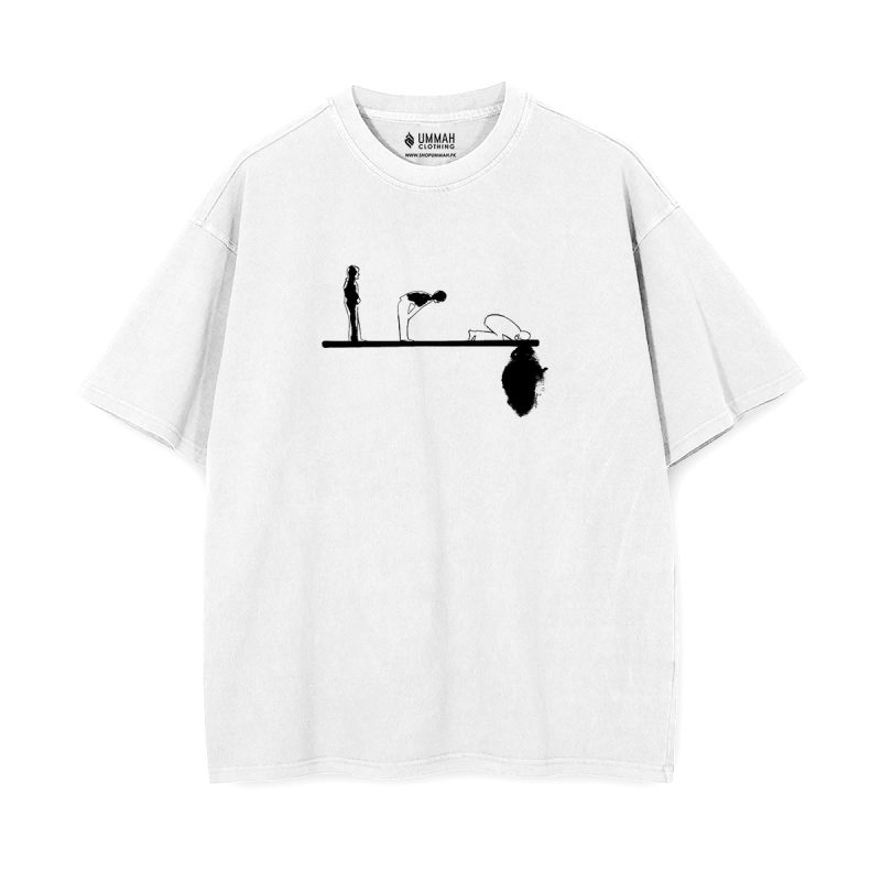 Prayer Removes Sins Oversized T-Shirt in white — minimalist salah positions line art ink stain Islamic tee", "Prayer Removes Sins Oversized T-Shirt in lilac", "Prayer Removes Sins Oversized T-Shirt in beige